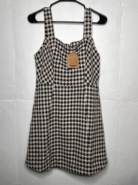 NEW Boutique Brand KORI Houndstooth Mini Dress Size Medium Sleeveless